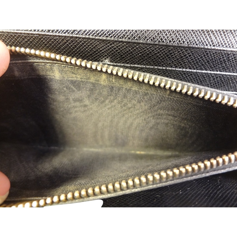 PRADA Black SLG Saffiano Leather Flap Long Wallet ID Holder Chain Includes COA - Picture 9 of 16